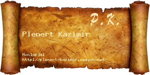 Plenert Kazimir névjegykártya